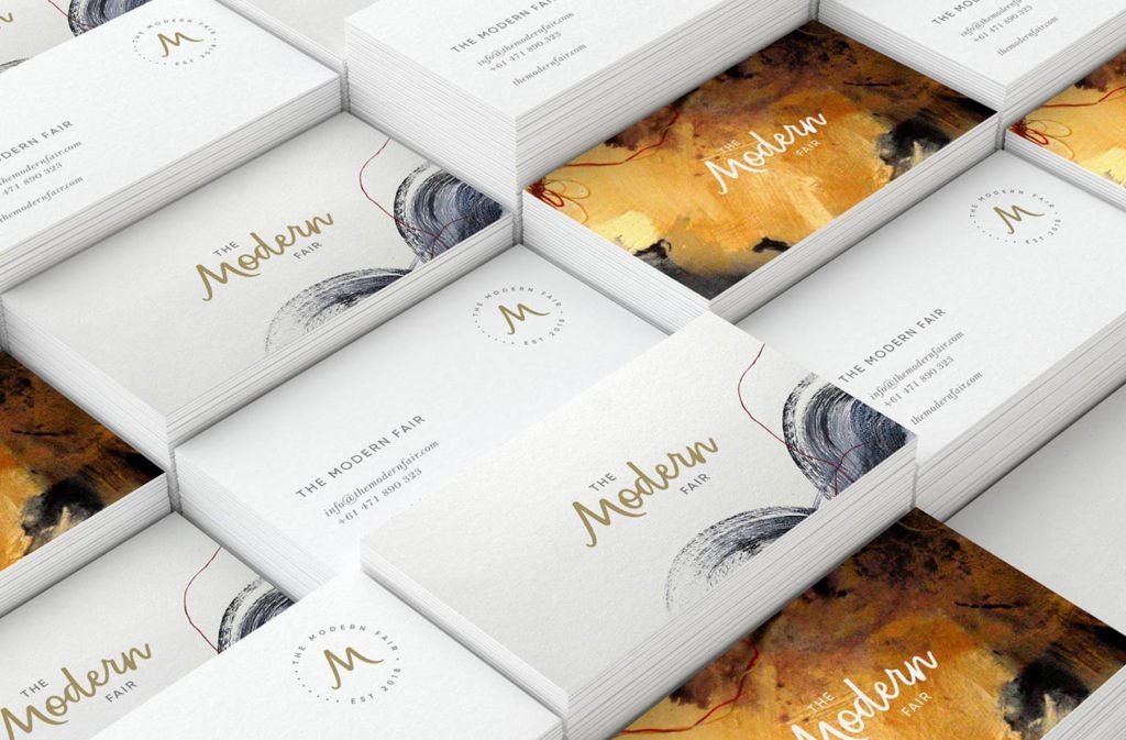 The Modern Fair business cards, design by Lisa Furze