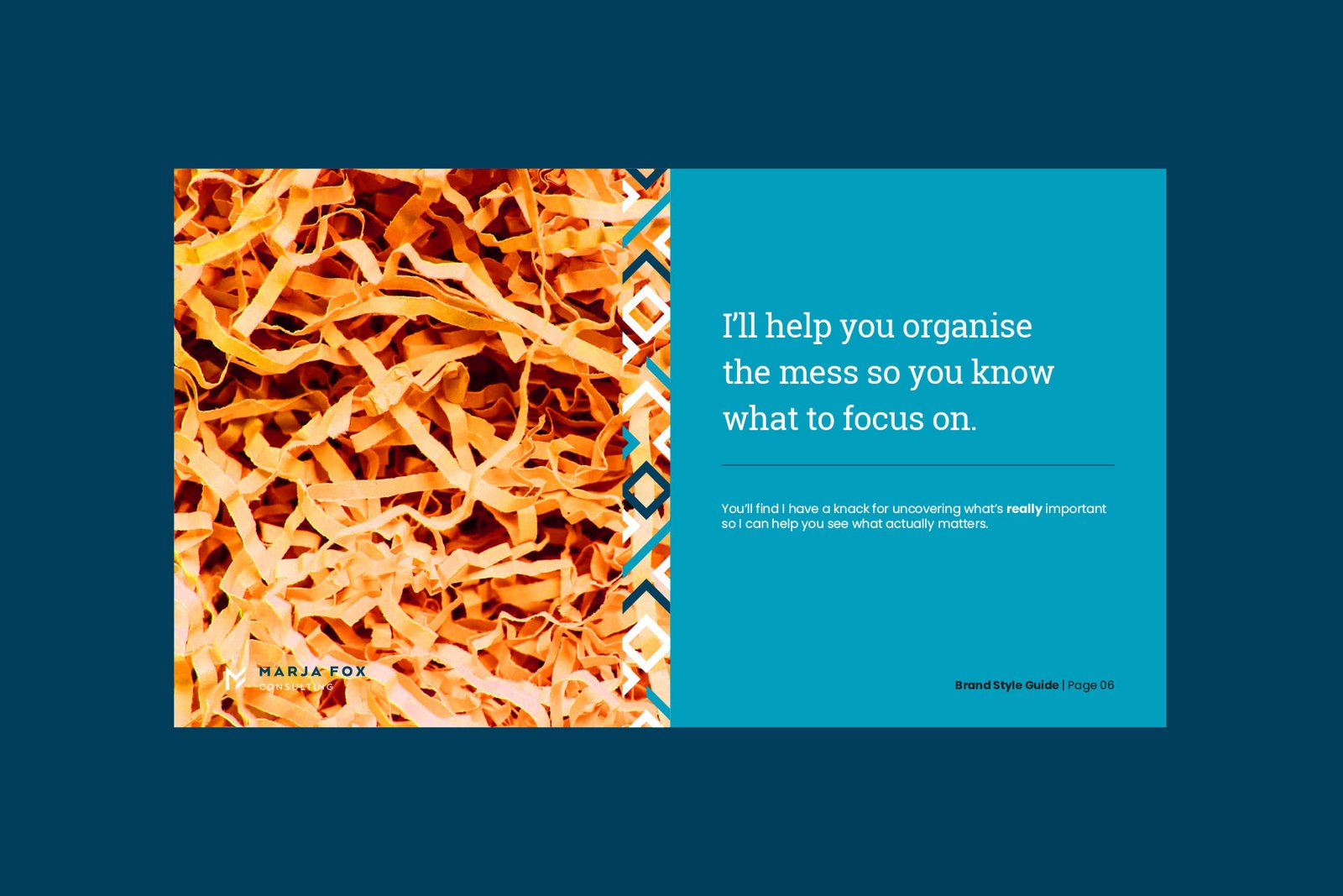 Business consultant brand messaging example