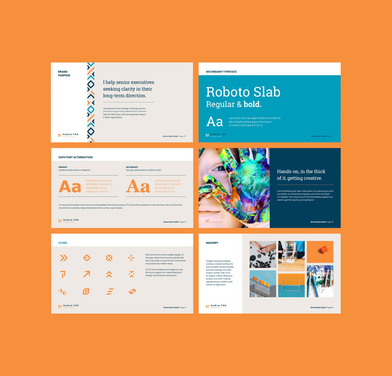 Business consultant style guide page examples
