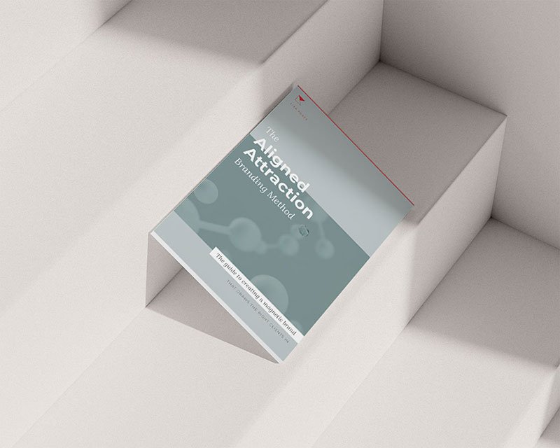 Aligned Attraction Branding printout leaning on some stairs