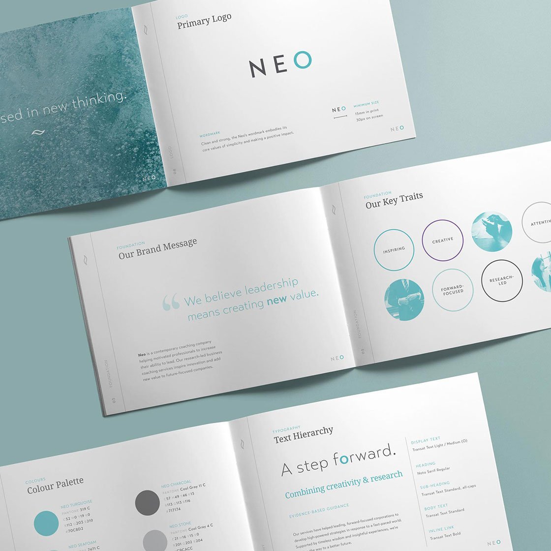 Coaching brand style guide layouts, designed by Lisa Furze