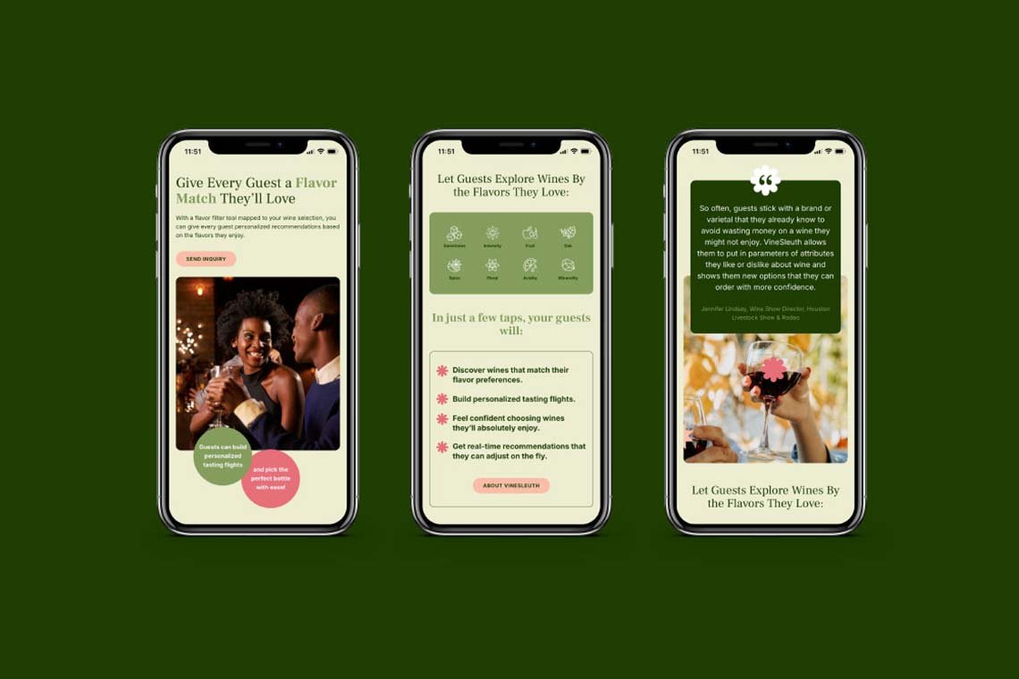 Mobile responsive website design for a wine flavour filter brand