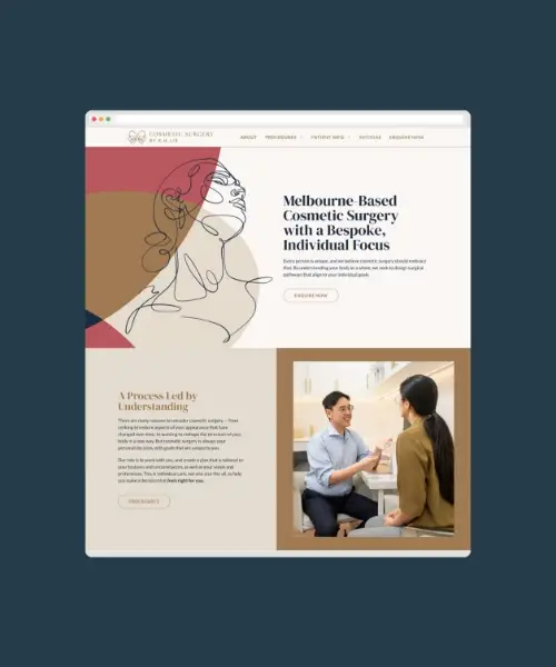 Website mockup for cosmetic surgery