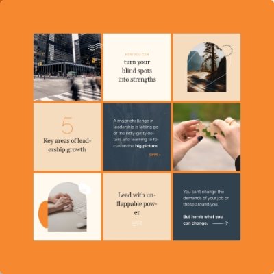 Social media grid example for a leadership coaching brand