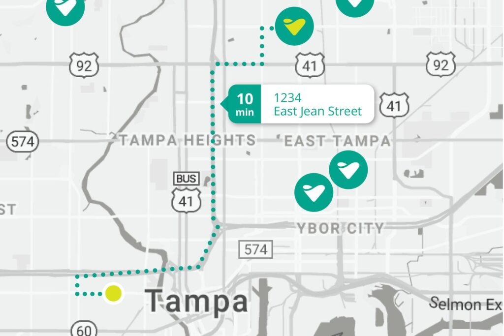 Home health app map route design