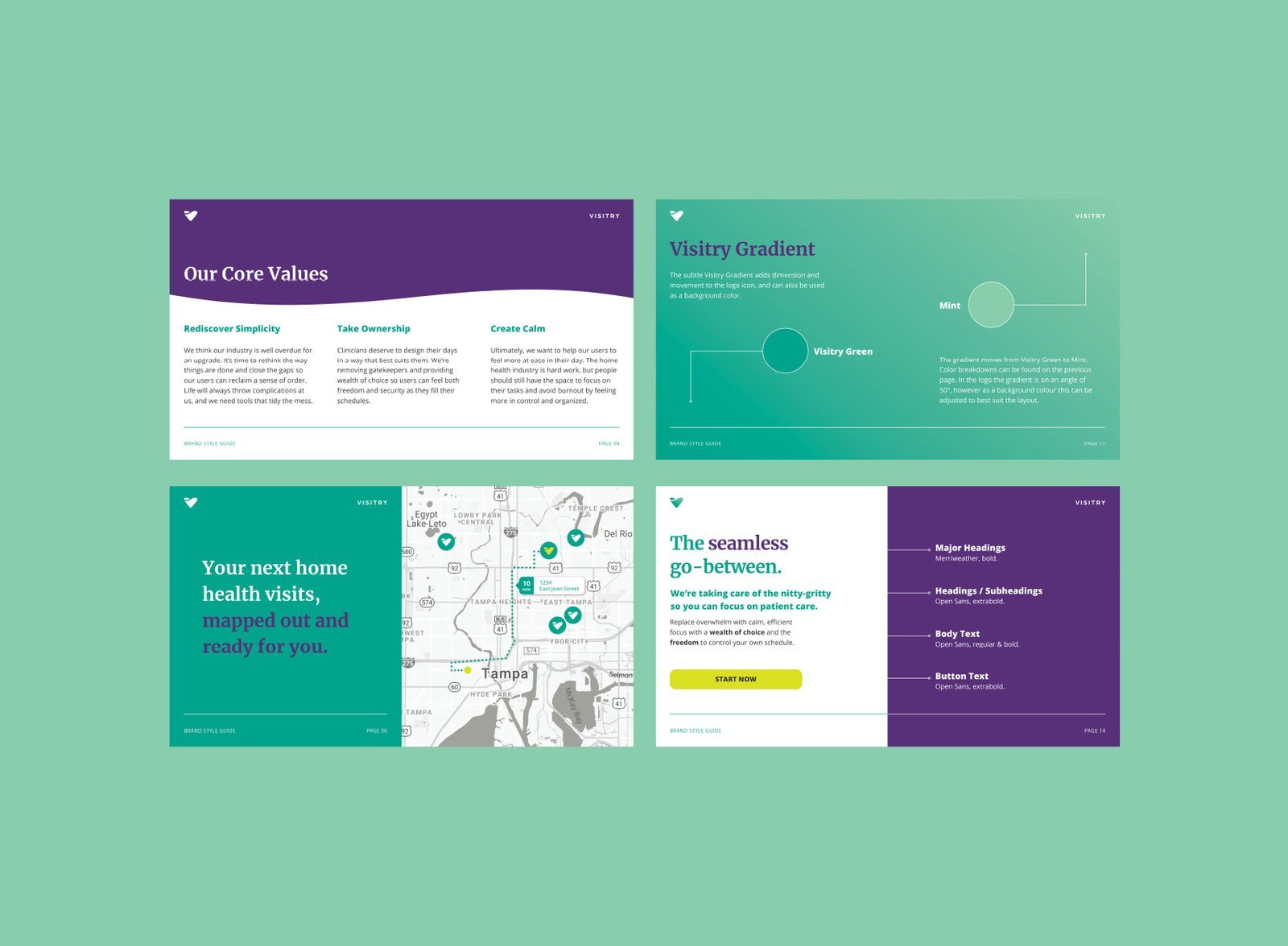 Home health app style guide page examples