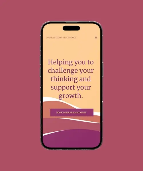 Sydney-based therapist home page on mobile