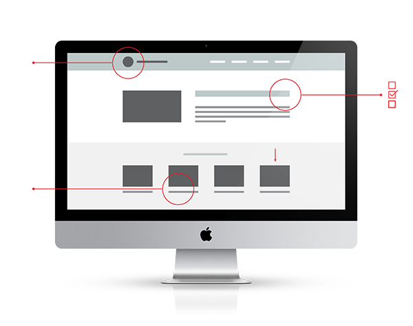 A website marked up for potential changes to improve its performance