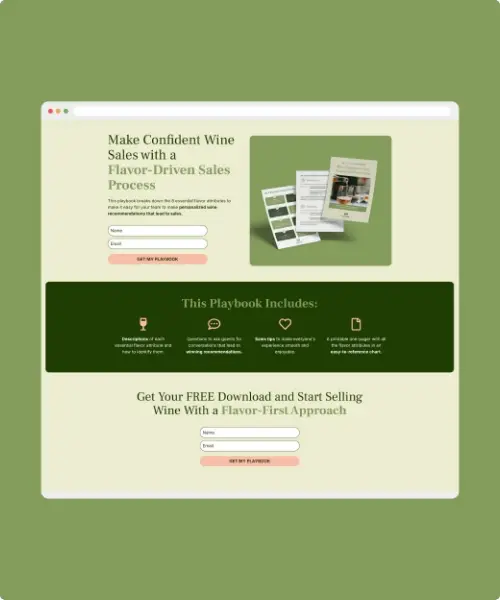 Wine tool landing page design