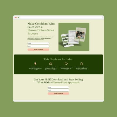 Landing page design for a wine app brand
